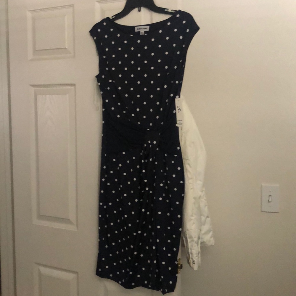 Polka dot navy/white dress size M